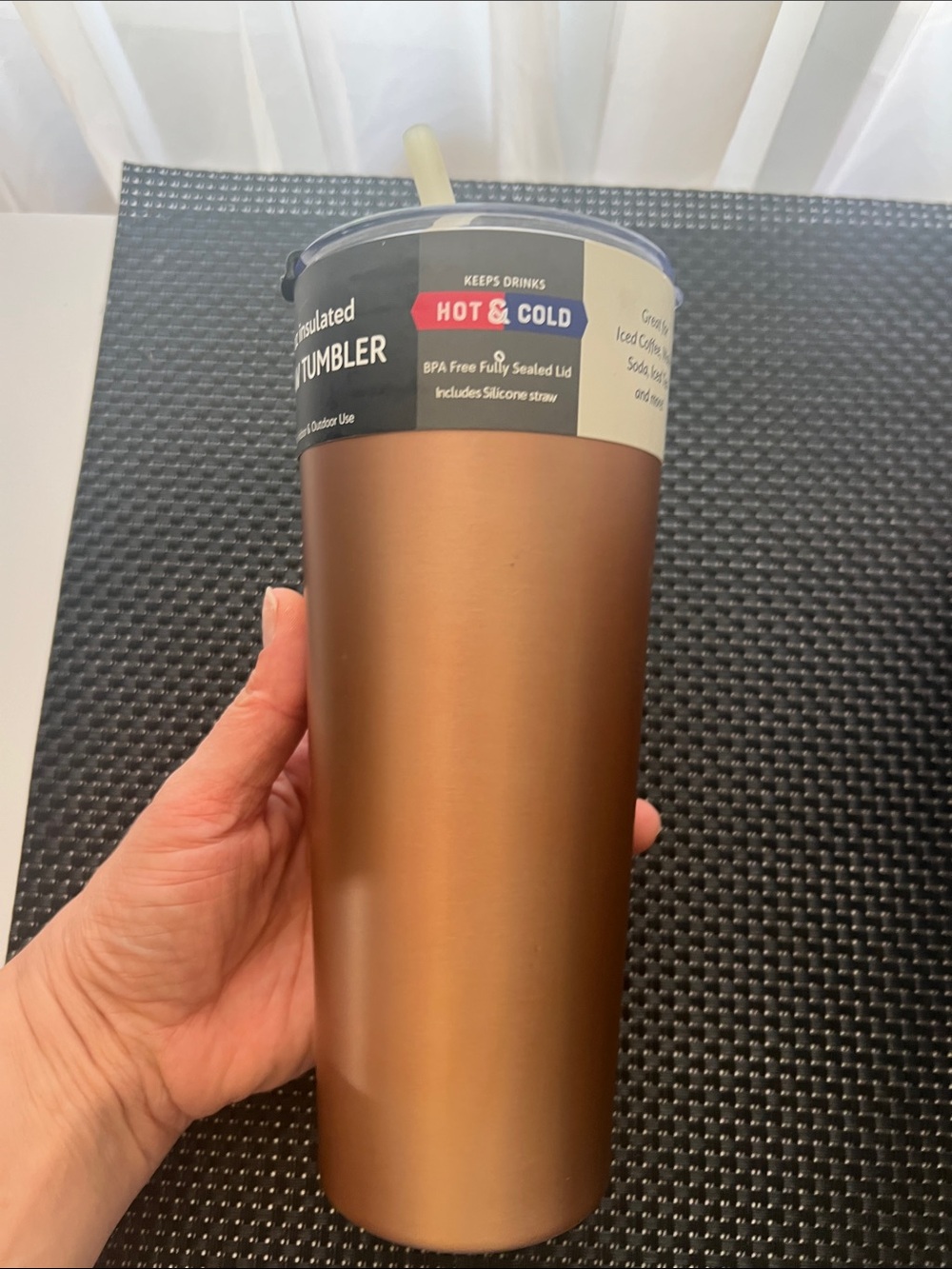 Thirstystone Copper-Tone Insulated Tumbler with Lid and Straw